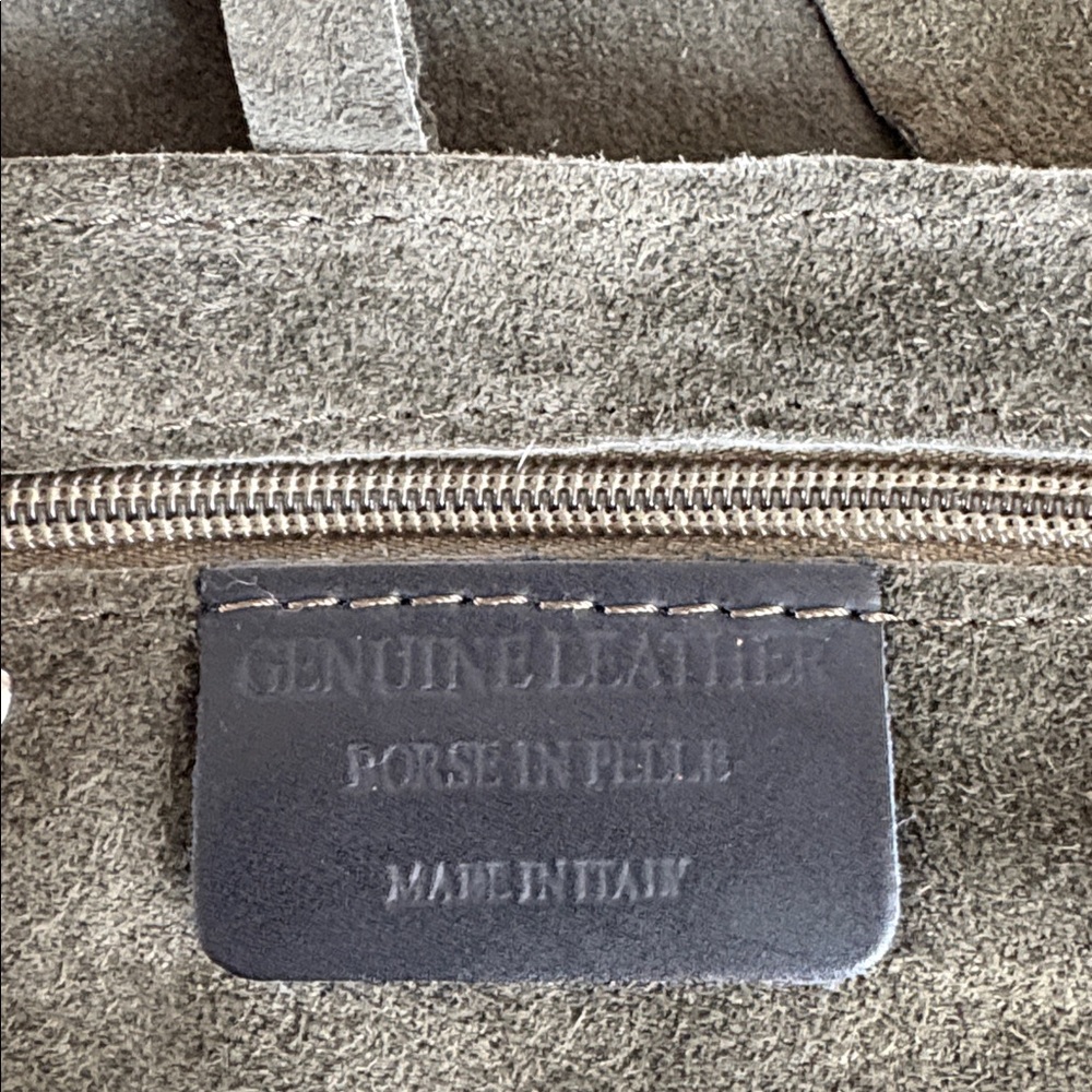 Made in Italy (no brand) olive green leather large tote shoulder bag boho style - Picture 14 of 16